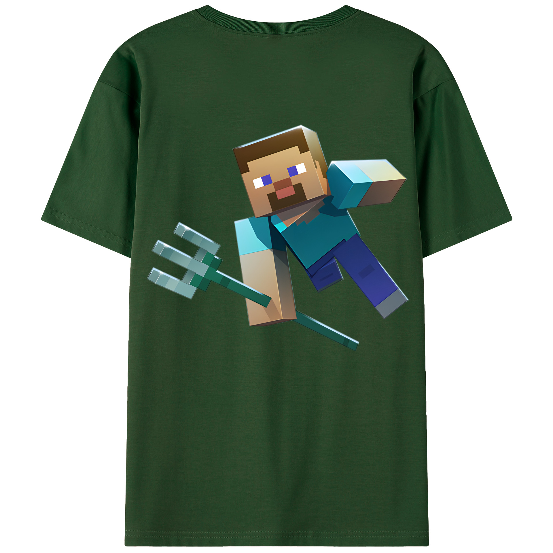 （画像用） マインクラフト ブロックの世界 Minecraft MC Block world 綿100％半袖Tシャツ（背面プリント）